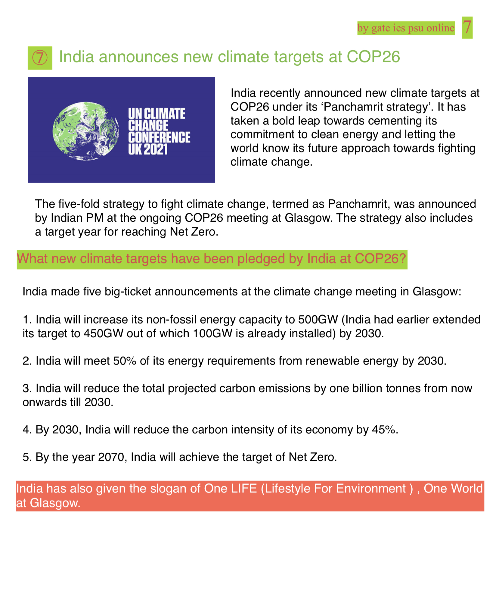 cop 26 India important points 