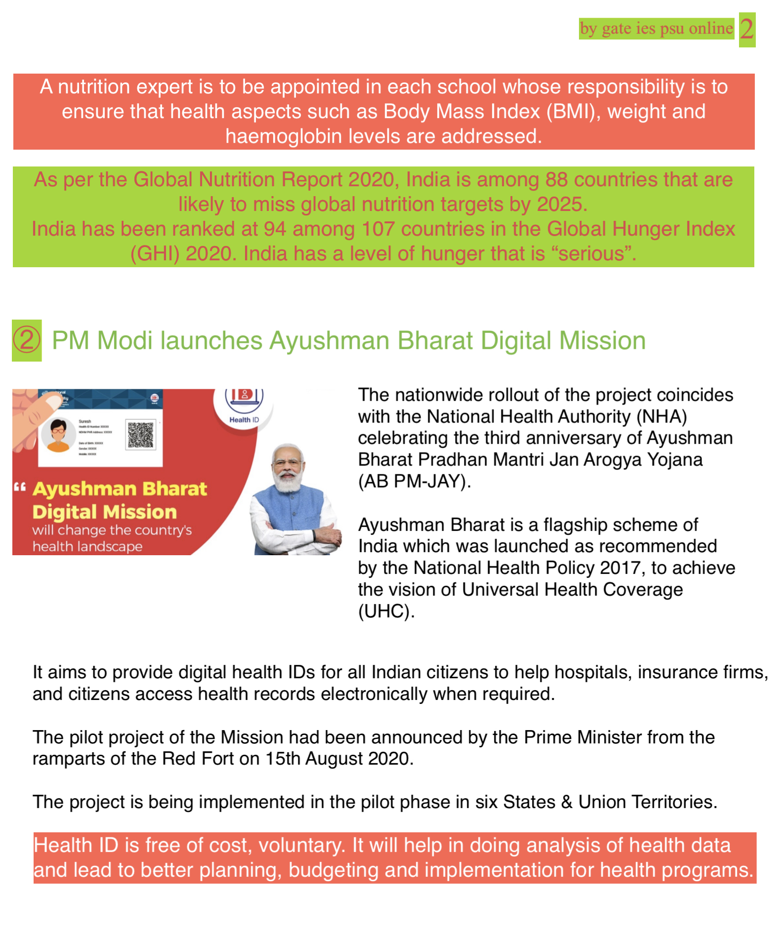 Ayushman Bharat digital mission current affairs upsc ies irms September 2021