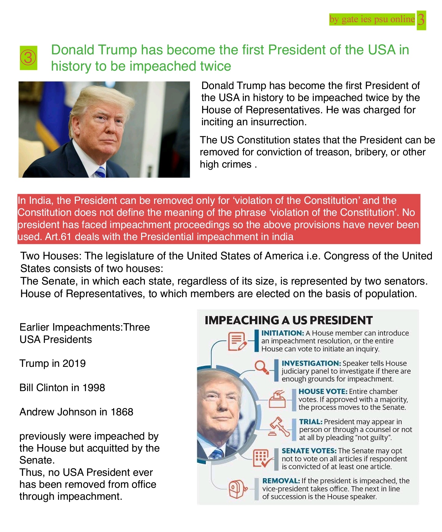 What is impeachment process USA Donald Trump UPSC CURRENT AFFAIRS 
